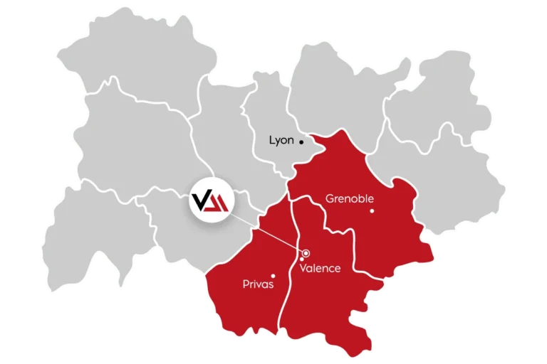 carte qui represente la zone d'intervention de vdm technologies pour le depannage et reparation de chariots élévateurs