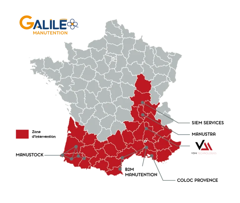VDM Technologies sur la carte des filiales de Galilé Manutention